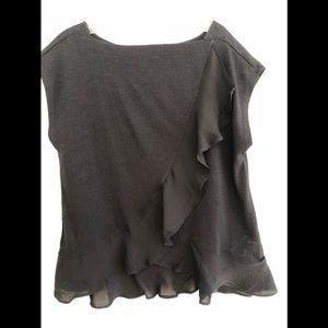 Banana Republic Black  knit top with ruffles